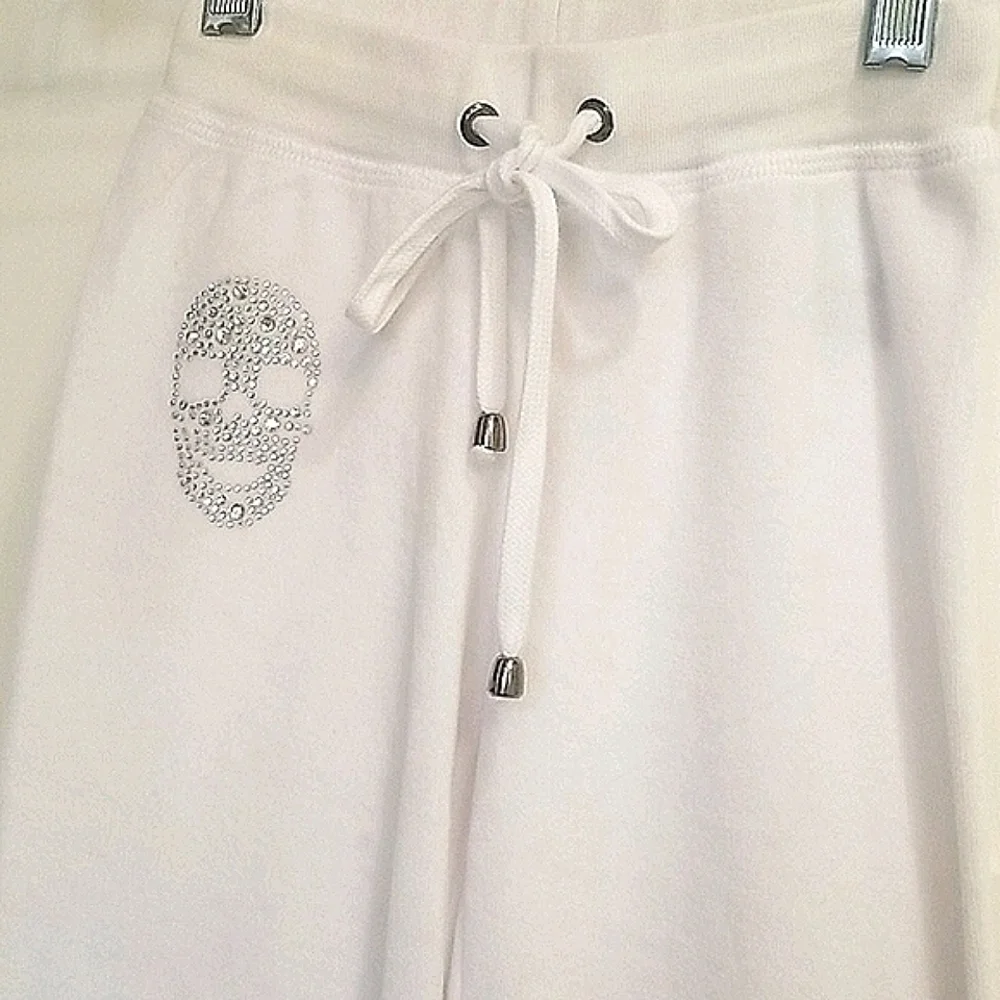 NWOT Philipp Plein Terry Rhinestone Skull Sweatpants